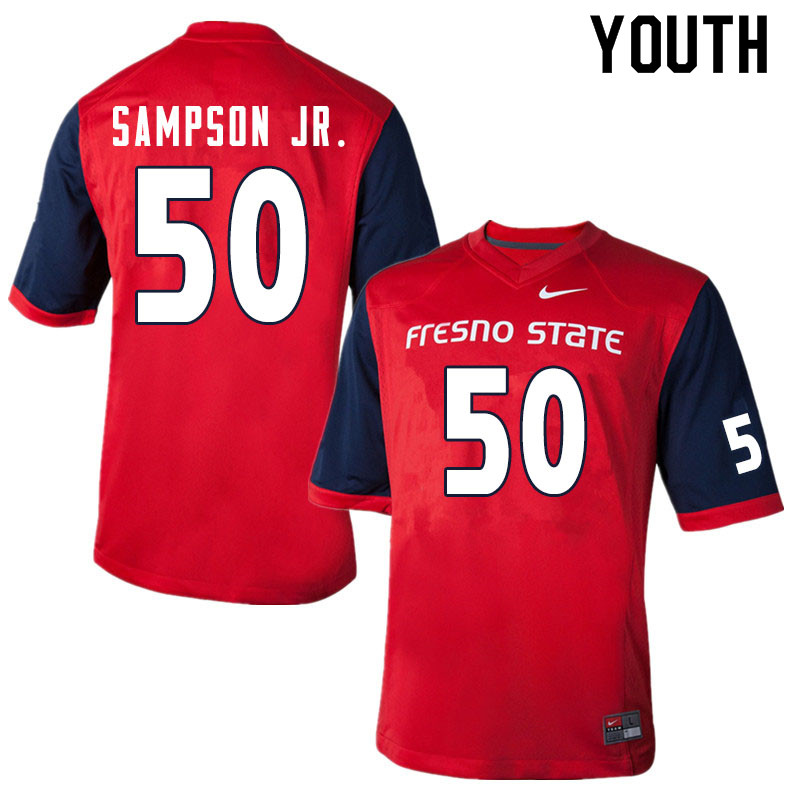 Youth #50 Tyrone Sampson Jr. Fresno State Bulldogs College Football Jerseys Sale-Red